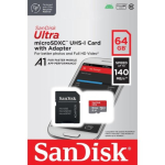 Sandisk Ultra Android microSDXC 64GB 140MB/s A1 Cl.10 UHS-I m&auml;lukaart + adapter
