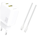Dudao A26TEUL Adapter 25Watt 1xUSB-C 1xUSB-A (1m USB-C to Lightning included) White