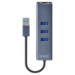 Savio AK-57 USB-A to 3x USB-A HUB with RJ-45 Gigabit Ethernet Adapter 5000 Mbit/s Black