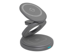 Raidsonic 3 in 1 foldable magnetic charging stand for mobile phone, earpods and smartwatch, Aluminium Icy Box IB-SH101-CH