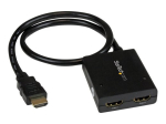 StarTech.com 4K HDMI jagaja 1 sisse 2 v&auml;lja - 4K 30Hz HDMI 1.4 2-portiline videojagaja kast - kiire HDMI kaabel, USB toitekaabel - must (ST122HD4KU)