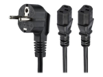 StarTech.com 2m (6ft) Arvutirelvk&otilde;vakabl, 18AWG, Schuko to 2x C13 Relvk&otilde;vakabl, 10A 250V, Must Asendus AC Kabel, TV/Monitori V&otilde;tmekabl, Schuko