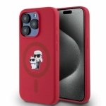 Karl Lagerfeld KLHMP15LSCMKCRHR Hardcase Silicone Karl&Choupette Heads Ring iPhone 15 Pro jaoks 6.1" / punane