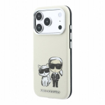 Karl Lagerfeld PU poolkatte sile Sketch Bodies Magsafe &uuml;mbris iPhone 18 Pro Max jaoks / beež