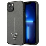 Guess GUHCP13SPSATLG Saffiano kolmnurga logo k&otilde;va &uuml;mbris iPhone 13 mini 5,4" / h&otilde;bedane
