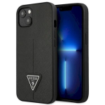 Guess GUHCP13SPSATLK K&otilde;va &uuml;mbris Saffiano kolmnurga logo iPhone 13 mini 5,4" / must
