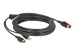 DeLOCK 8 pin USB PlusPower (24 V) (isane) kuni 4 pin USB Type B 3 pin Power mini-DIN (isane) tugevdatud USB-kaabel 5m must