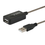 SAvio CL-130 10m USB Active Port Extension 2.0-A Male to 2.0-A Female Black