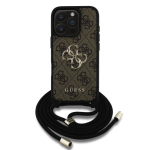 Guess PU 4G metallilogo ristkottidega korpus Apple iPhone 16 Pro Maxile