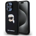 Karl Lagerfeld KLHMP15LSKHPPLK Silicone Karl Head Print Magsafe iPhone 15 Pro jaoks 6.1" / must