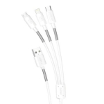 Dudao L8s 3-in-1 USB-A to Lightning/USB Micro/USB-C kaabel, 1.2m valge