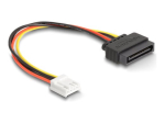 DeLOCK 15 Pin Serial ATA Power (Male) to 4-PIN Mini-Power Connector (Female) Adapter Red/Yellow 15cm