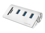 LogiLink USB 3.0 3-portiline hub kaardilugejaga valge