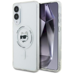 Karl Lagerfeld Nupuga Choupette pea tr&uuml;kitud logo MagSafe &uuml;mbris Samsung Galaxy S25 Edge jaoks / valge