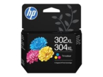 HP 302XL/304XL Tri-clr Originaal Tindikassett Sinine, Magenta, Kollane