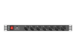 Lanberg Power Distribution unit (PDU) 19" 1U 16A 2m 7X Schuko oulets PDU-07F-0200-BK