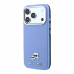 Karl Lagerfeld PU graanuliga poolkatte K&CH Heads Magsafe &uuml;mbris iPhone 18 Pro Max jaoks / Sinine