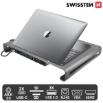 Swissten multifunktsionaalne USB-C s&uuml;learvuti dokkimisjaam / HDMI / USB 3.0 / 2x USB-C / RJ45 / SD / Micro SD / VGA / Audio