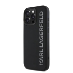 Karl Lagerfeld 3D Rubber Glitter Logo &uuml;mbris iPhone 15 Pro Max jaoks / must