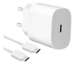 Samsung EP-TA800EWE + EP-DG980BWE reisilaadija 25W + USB-C/USB-C andmeside kaabel valge (OOB Bulk)