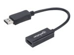Manhattan DisplayPort 1.1 to HDMI Adapterkaabel, 1080p@60Hz, Mees-Naine, Must, DP With Latch, Mitte Bi-Direktsiooniline, Kolme Aasta Garantii, Pol&uuml;...