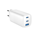 Gembird 3-port 65 W GaN USB PowerDelivery fast charger, white