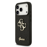 Guess PU Fikseeritud Glitter 4G Metal Logo Kaitseklaas iPhone 18 Pro jaoks / must