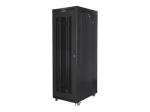 Lanberg Ruumikabinet 19" vabalt seisev 27U/800x1000 (tasapakett) klaasuks, LCD-ga FF01-8027-23BL must