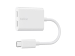 Belkin Connect Audio + Charge USB-C kuni USB-C k&otilde;rvaklapi/laadimise adapter 1,4m valge
