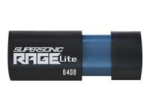 Patriot Supersonic Rage Lite 64GB USB 3.2 Gen 1 m&auml;lu&uuml;lekandeseade must sinine