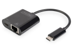 Digitus USB-Type-C Gigabit Ethernet Adapter + PD with power delivery function DN-3027 Black USB-C port to a Gigabit network connection