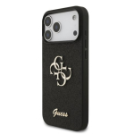 Guess PU Fikseeritud Glitter 4G Metal Logo Kaitseklaas iPhone 18 Pro Max jaoks / Must