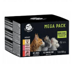 PETREPUBLIC Mega Pack kana, l&otilde;he, vasikaliha m&auml;rgkassitoit - 12x100g