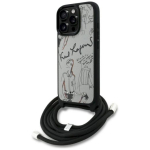Karl Lagerfeld Rinnakott Granuleeritud muster ja logo &uuml;mbris iPhone 16 Pro jaoks / hall