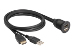 Delock HDMI/USB Laienduskabel 1m, Must