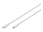 Digitus Lightning silikoon &uuml;henduskaabel, USB-C - Lightning, 1m AK-600110-010-W