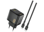Dudao A28CEU Adapter 45Watt 1xUSB-C (1m USB-C kuni USB-C kaabel kaasas) Must