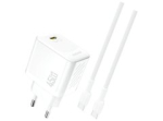 Dudao A28CEU Adapter 45Watt 1xUSB-C (1m USB-C kuni USB-C kaabel kaasas) Valge