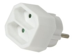 LogiLink 2-Prong Plug Socket Adapter, White