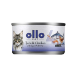 OLLO Cat nr 4 Tuunikala & kana kalmaari ja krevettidega puljongis - m&auml;rgkassitoit - 70g