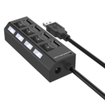 RoGer USB hub - jagaja 4 x USB 2.0 eraldiseisvate sisse-/v&auml;ljal&uuml;litusnuppudega