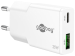 Goobay Slim 2-portiline USB GaN laadija 25W PD valge