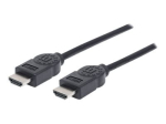 Manhattan HDMI kaabel 4K@30Hz 1.8m isast-isani must Ultra HD 4k x 2k t&auml;ielikult varustatud kullatud kontaktid eluaegne garantii