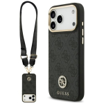 Guess 4G Srtass logo & suur rihv metallnupud MagSafe &uuml;mbris iPhone 17 Pro Max jaoks / must