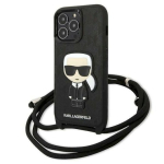Karl Lagerfeld KLHCP13LCMNIPK nahast monogramiga patch k&otilde;va &uuml;mbris iPhone 13 Pro / 13 6,1" jaoks / must