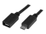 StarTech.com 0,5m mikro-USB pikenduskaabel - mikro USB mees-mikro USB naine (USBUBEXT50CM) 50cm must