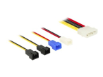 Delock Molex 4 pin kuni 4 x 2 pin ventilaatori adapter (12 V / 7 V / 5 V) 20cm kaabel must sinine punane valge kollane