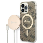 Guess Komplekt GUBPP13LH4EACSW Kott+ Laadija K&otilde;va Kott 4G Print MagSafe iPhone 13 Pro jaoks / pruun
