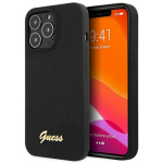 Guess GUHCP13XLSLMGBK Silikoonist kulda logoga kalligraafiline k&otilde;va&uuml;mbris iPhone 13 Pro Max 6.7" jaoks / must