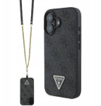Guess Nahast metallise logo ja strassiga ristkott Apple iPhone 16 jaoks